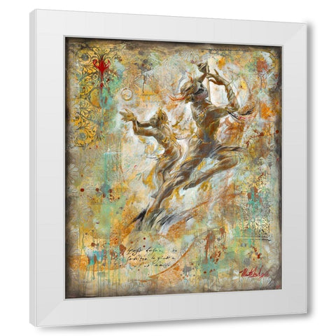 Flute Players II Colorful White Modern Wood Framed Art Print by Wiley, Marta