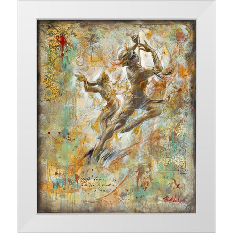 Flute Players II Colorful White Modern Wood Framed Art Print by Wiley, Marta
