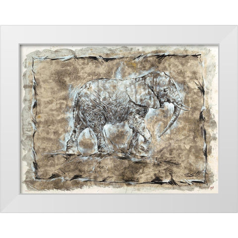 Baby Elephant White Modern Wood Framed Art Print by Wiley, Marta