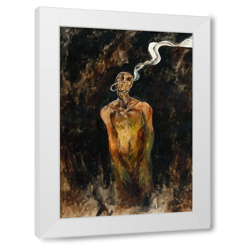 Demon Who Smells The Light White Modern Wood Framed Art Print by Wiley, Marta