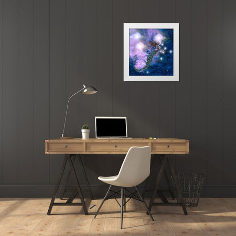 Purple Mermaid White Modern Wood Framed Art Print by Wiley, Marta