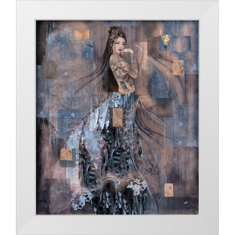 Geisha Tattoo II White Modern Wood Framed Art Print by Wiley, Marta