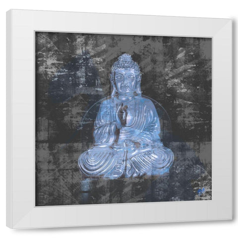 Blue Buddah White Modern Wood Framed Art Print by Wiley, Marta