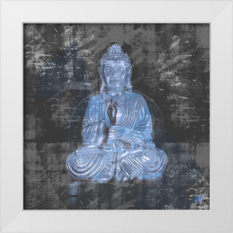 Blue Buddah White Modern Wood Framed Art Print by Wiley, Marta