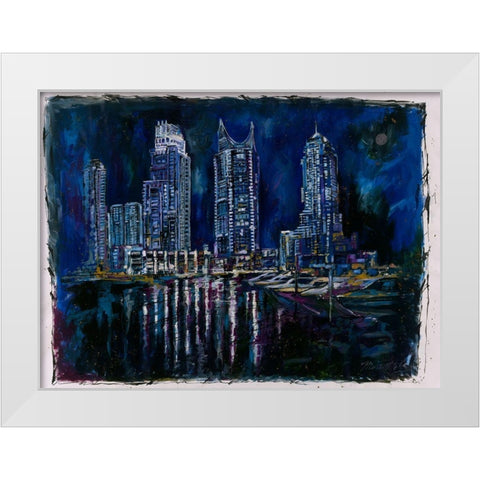 Blue Dubai White Modern Wood Framed Art Print by Wiley, Marta