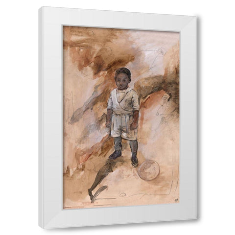 African Boy White Modern Wood Framed Art Print by Wiley, Marta