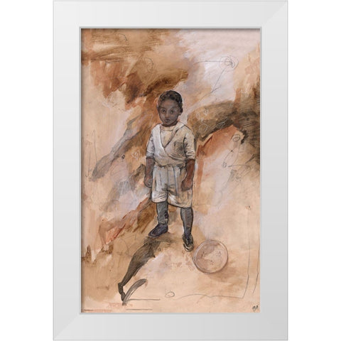 African Boy White Modern Wood Framed Art Print by Wiley, Marta