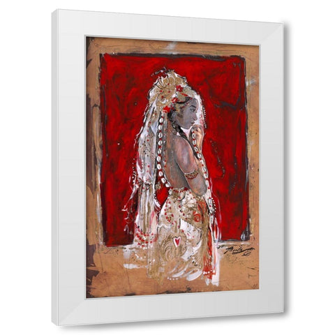 Red Veil White Modern Wood Framed Art Print by Wiley, Marta
