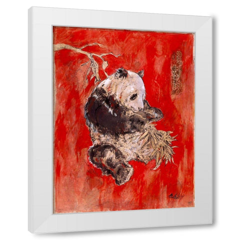 Red Panda White Modern Wood Framed Art Print by Wiley, Marta