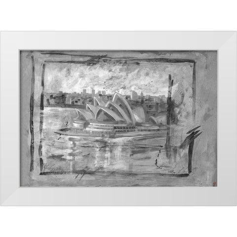 Austrailia BandW White Modern Wood Framed Art Print by Wiley, Marta