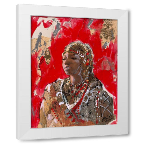 African VII Red-Beige White Modern Wood Framed Art Print by Wiley, Marta