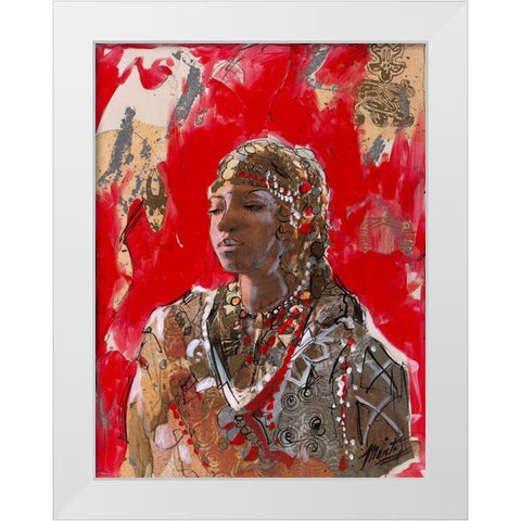 African VII Red-Beige White Modern Wood Framed Art Print by Wiley, Marta