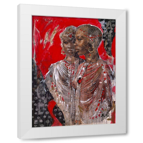 Arican VIII Red-Beige White Modern Wood Framed Art Print by Wiley, Marta