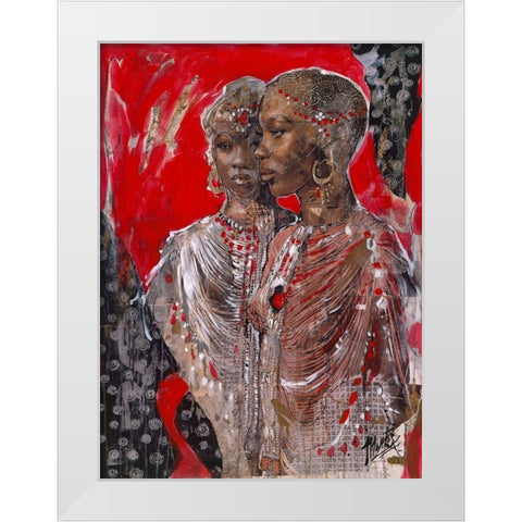 Arican VIII Red-Beige White Modern Wood Framed Art Print by Wiley, Marta