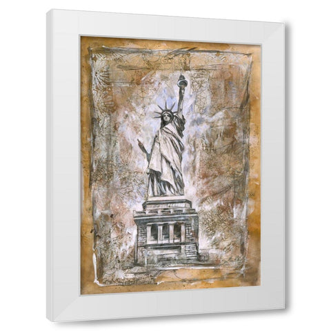Statue Of Liberty White Modern Wood Framed Art Print by Wiley, Marta