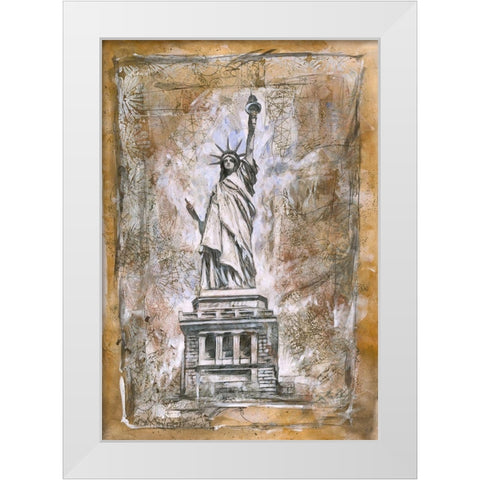 Statue Of Liberty White Modern Wood Framed Art Print by Wiley, Marta