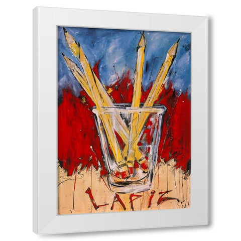 Lapiz White Modern Wood Framed Art Print by Wiley, Marta