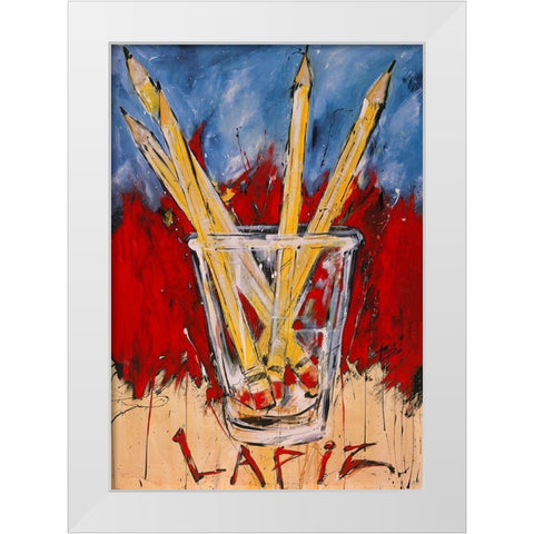Lapiz White Modern Wood Framed Art Print by Wiley, Marta