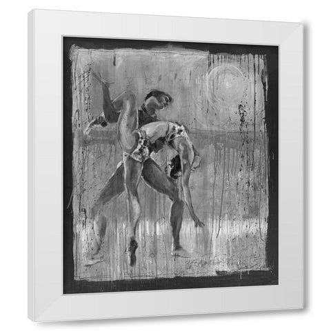 Couple Dance BandW White Modern Wood Framed Art Print by Wiley, Marta