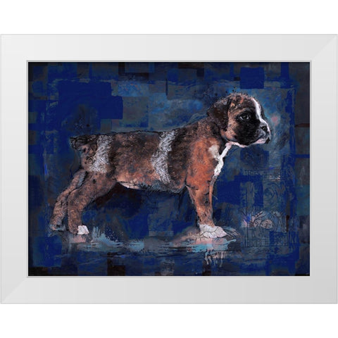 Blue Pup White Modern Wood Framed Art Print by Wiley, Marta