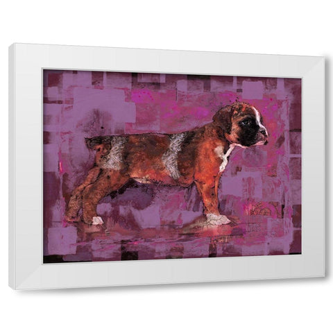 Pink Pup White Modern Wood Framed Art Print by Wiley, Marta