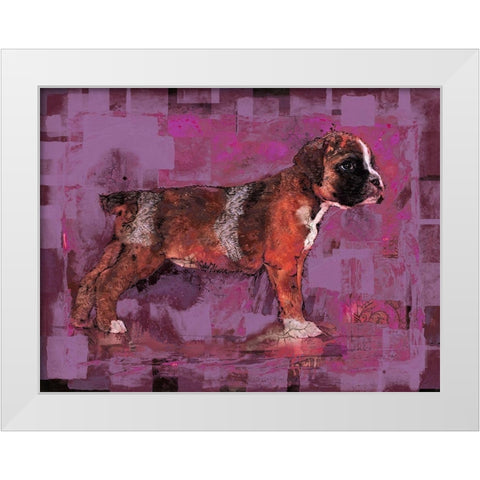 Pink Pup White Modern Wood Framed Art Print by Wiley, Marta