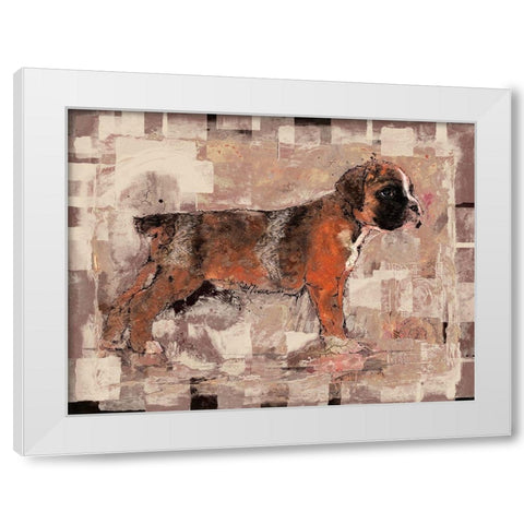 Beige Pup White Modern Wood Framed Art Print by Wiley, Marta