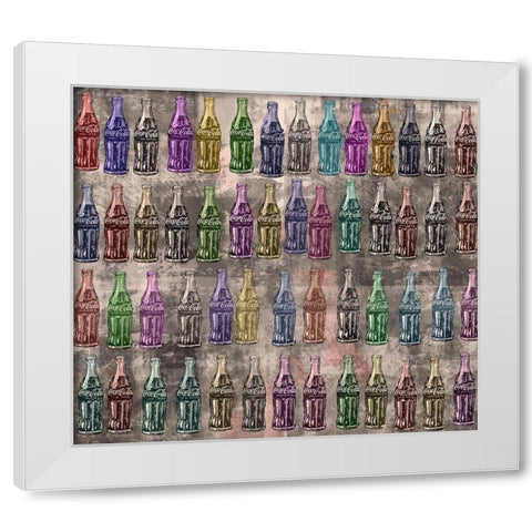 Coke Silkscreen Colors VI White Modern Wood Framed Art Print by Wiley, Marta