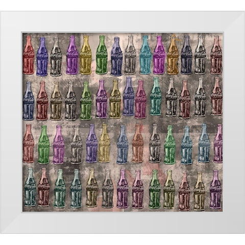 Coke Silkscreen Colors VI White Modern Wood Framed Art Print by Wiley, Marta