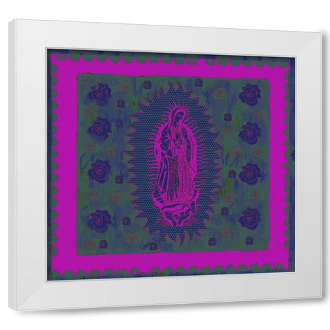 Virgin Mary Pink and Purple White Modern Wood Framed Art Print by Wiley, Marta