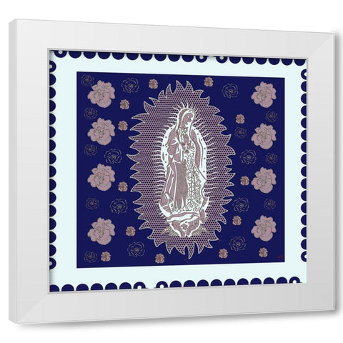 Virgin Mary Blue and White White Modern Wood Framed Art Print by Wiley, Marta