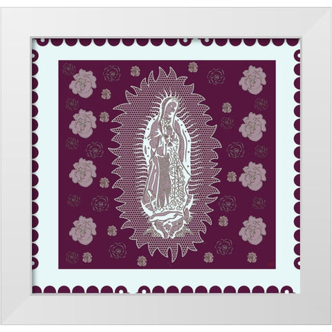 Virgin Mary Burgandy White Modern Wood Framed Art Print by Wiley, Marta