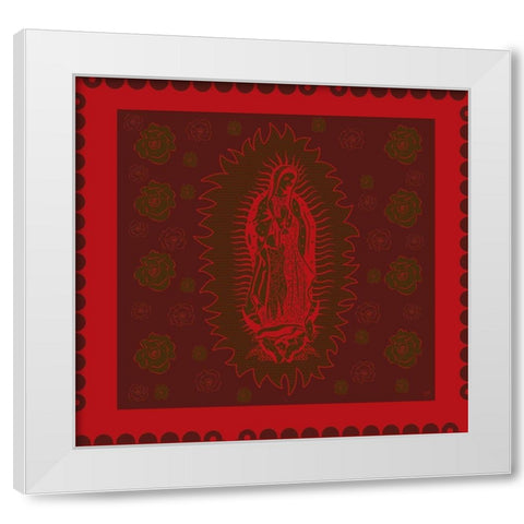 Virgin Mary Red on red White Modern Wood Framed Art Print by Wiley, Marta