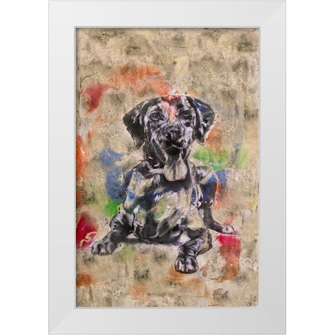 Colorful Dog II White Modern Wood Framed Art Print by Wiley, Marta