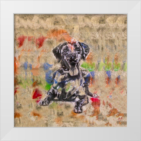 Colorful Dog IV Square White Modern Wood Framed Art Print by Wiley, Marta