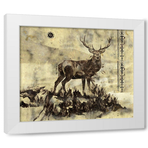 Stag I- Dark White Modern Wood Framed Art Print by Wiley, Marta