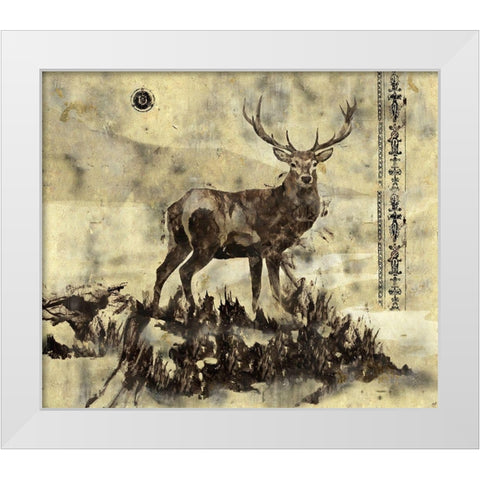 Stag I- Dark White Modern Wood Framed Art Print by Wiley, Marta