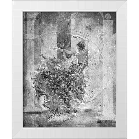 Temple Dancer BAndW White Modern Wood Framed Art Print by Figurative