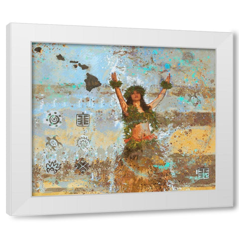 Blue Sun Salutation White Modern Wood Framed Art Print by Wiley, Marta