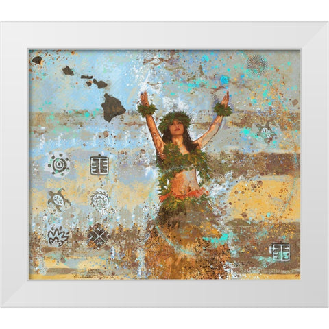 Blue Sun Salutation White Modern Wood Framed Art Print by Wiley, Marta