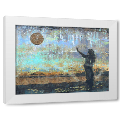 Sun Salutation Blue White Modern Wood Framed Art Print by Wiley, Marta