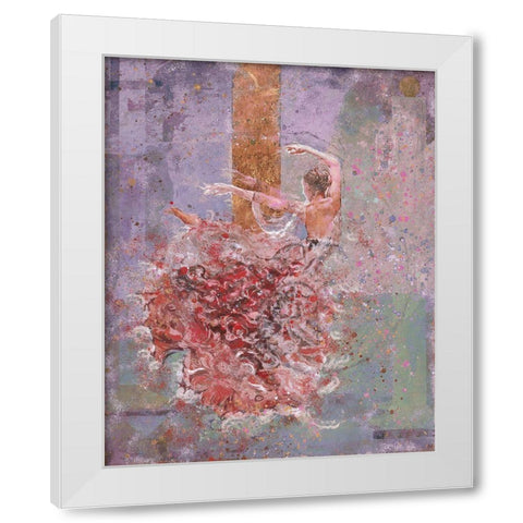Temple dancer pink White Modern Wood Framed Art Print by Wiley, Marta