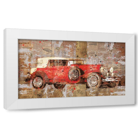 Vintage Red Car White Modern Wood Framed Art Print by Wiley, Marta