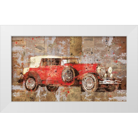 Vintage Red Car White Modern Wood Framed Art Print by Wiley, Marta