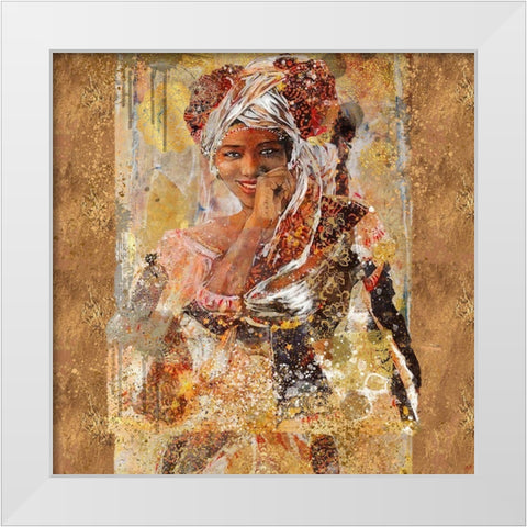 African Gold And Silver White Modern Wood Framed Art Print by Wiley, Marta