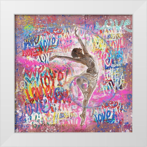 Graffiti Ballerina White Modern Wood Framed Art Print by Wiley, Marta