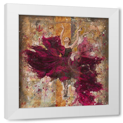 Fibonacci Indigo Ballerina White Modern Wood Framed Art Print by Wiley, Marta