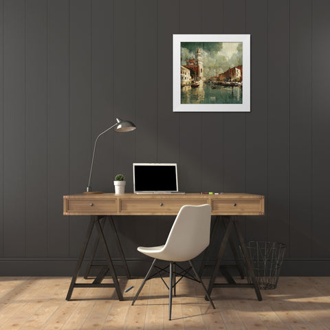 Rainy day in Venice I White Modern Wood Framed Art Print by Wiley, Marta