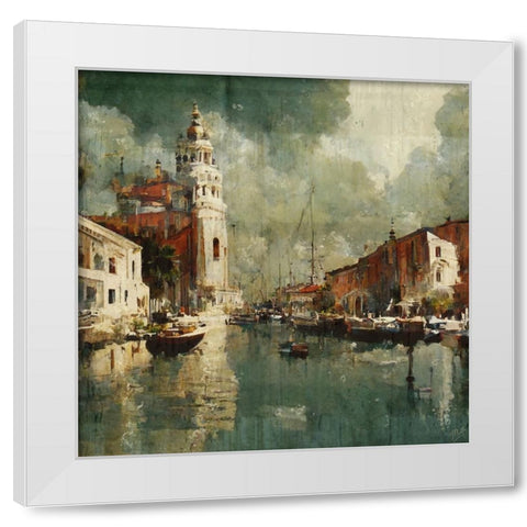 Rainy day in Venice I White Modern Wood Framed Art Print by Wiley, Marta