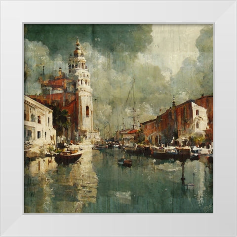 Rainy day in Venice I White Modern Wood Framed Art Print by Wiley, Marta